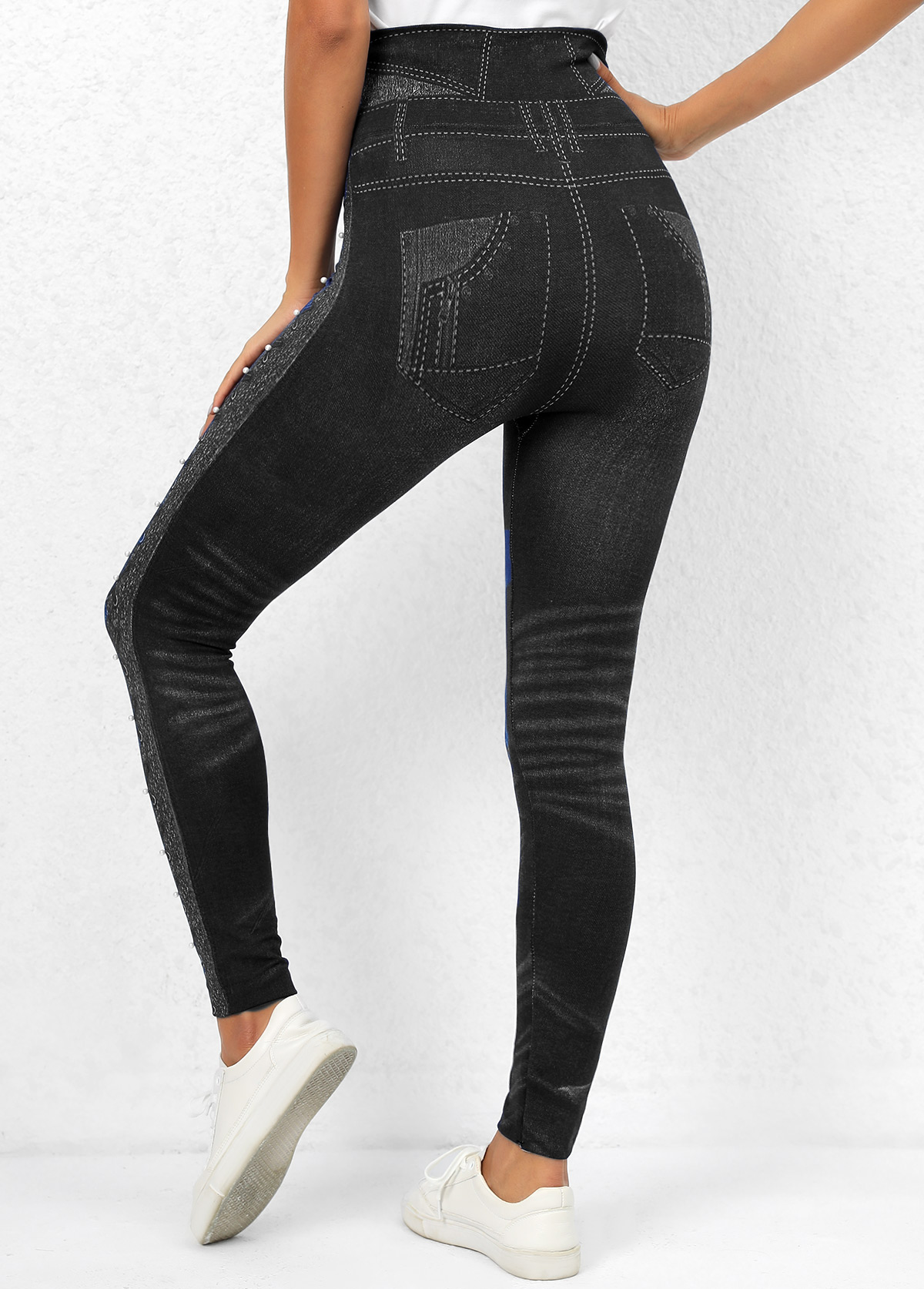 Beaded High Waisted Ankle Length Leggings