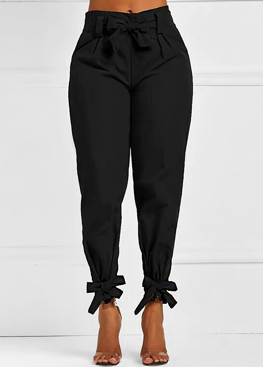 Belted Elastic Mid Waisted Pants